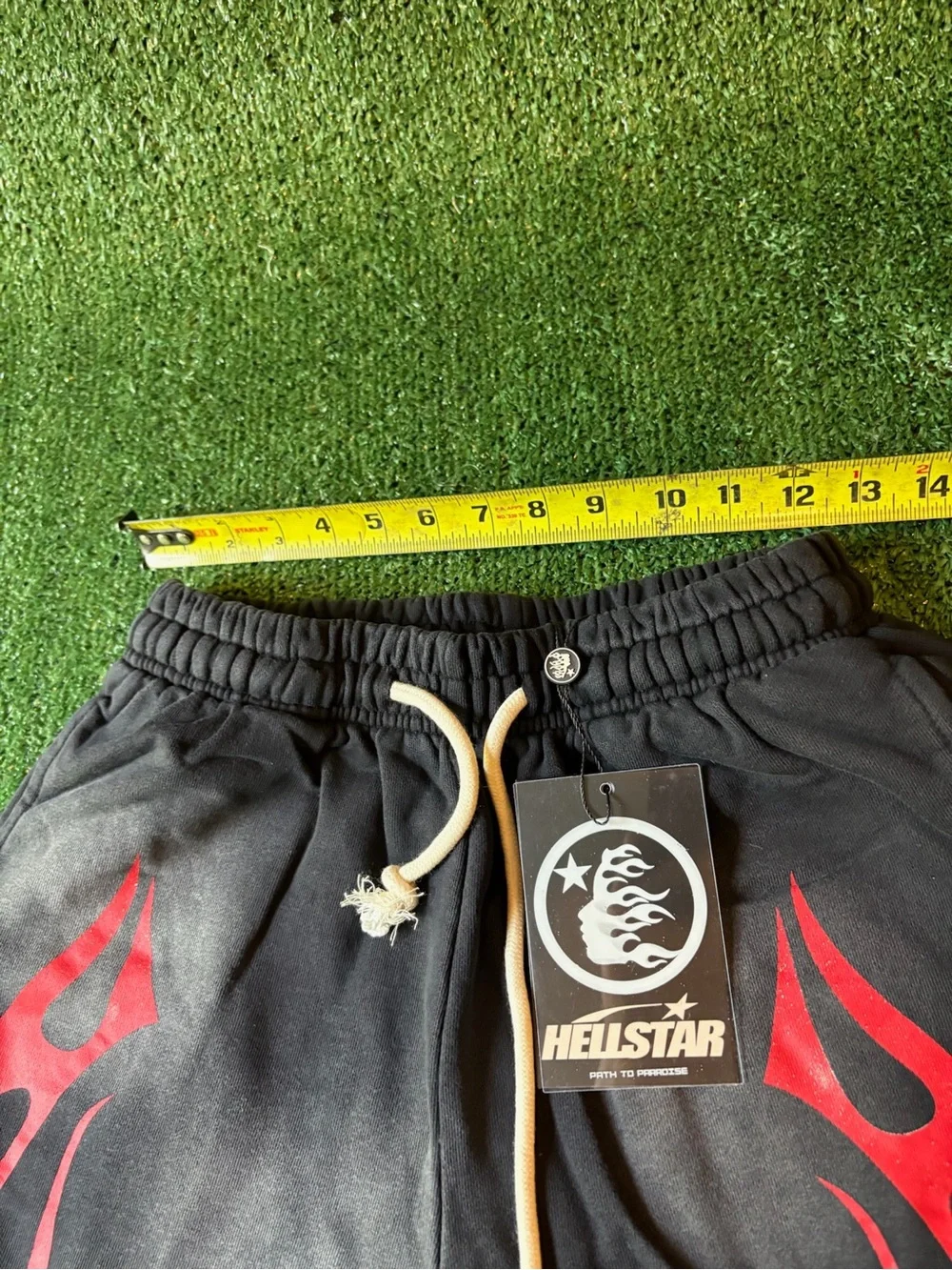 HeliStar Men’s Black Athletic Shorts with Red Flame Print - Picture 5 of 6